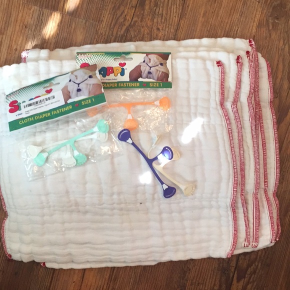 cloth-eez Other - 6 Green Mountain Diaper Cloth Flats + NWT Snappi